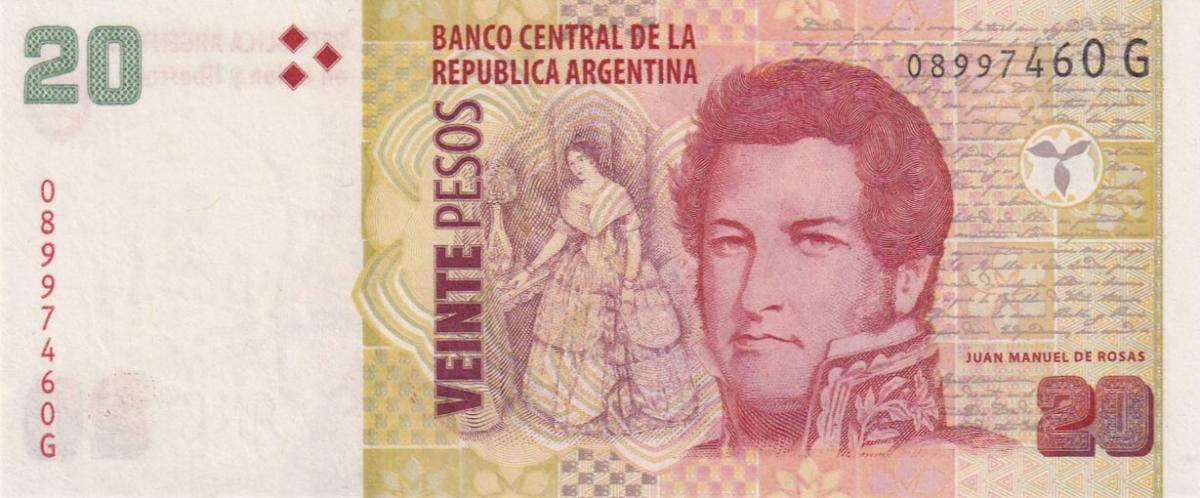 Front of Argentina p355d: 20 Pesos from 2016