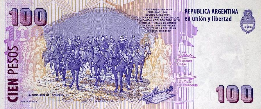 Back of Argentina p357a: 100 Pesos from 2002