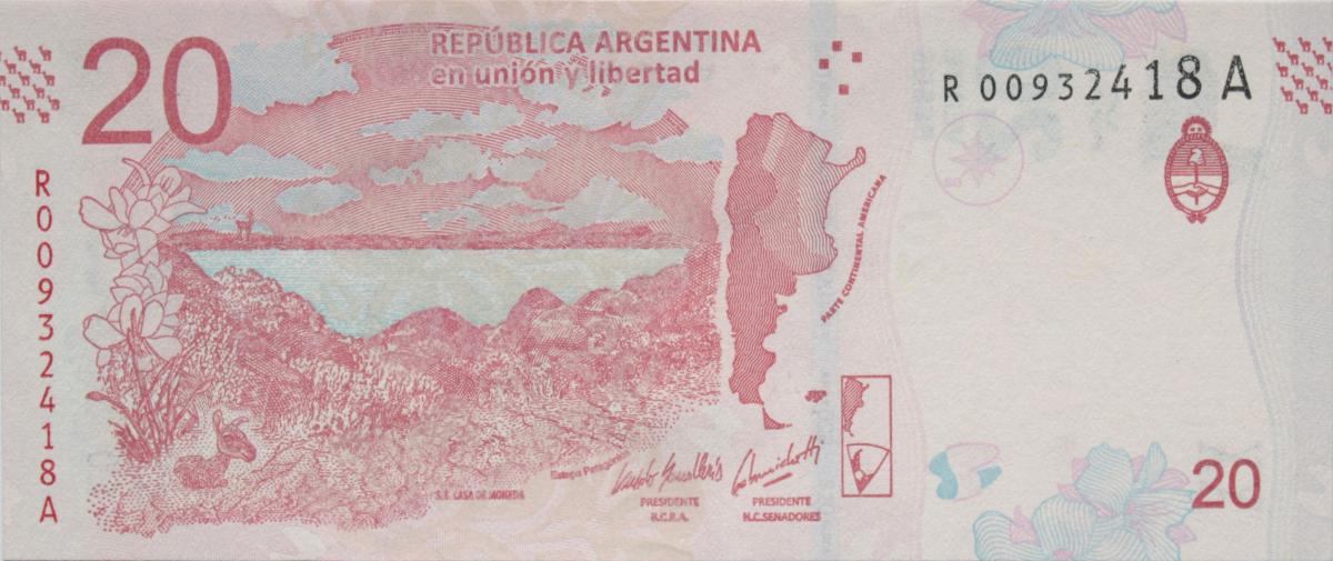 Back of Argentina p361r: 20 Pesos from 2017
