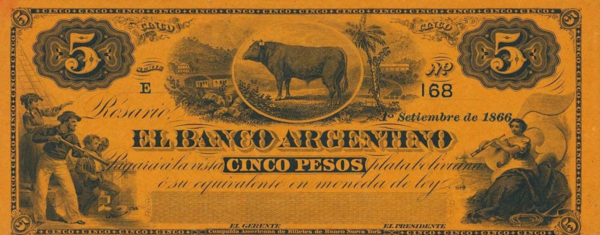 Front of Argentina pS1526r: 5 Peso Plata Boliviana from 1866