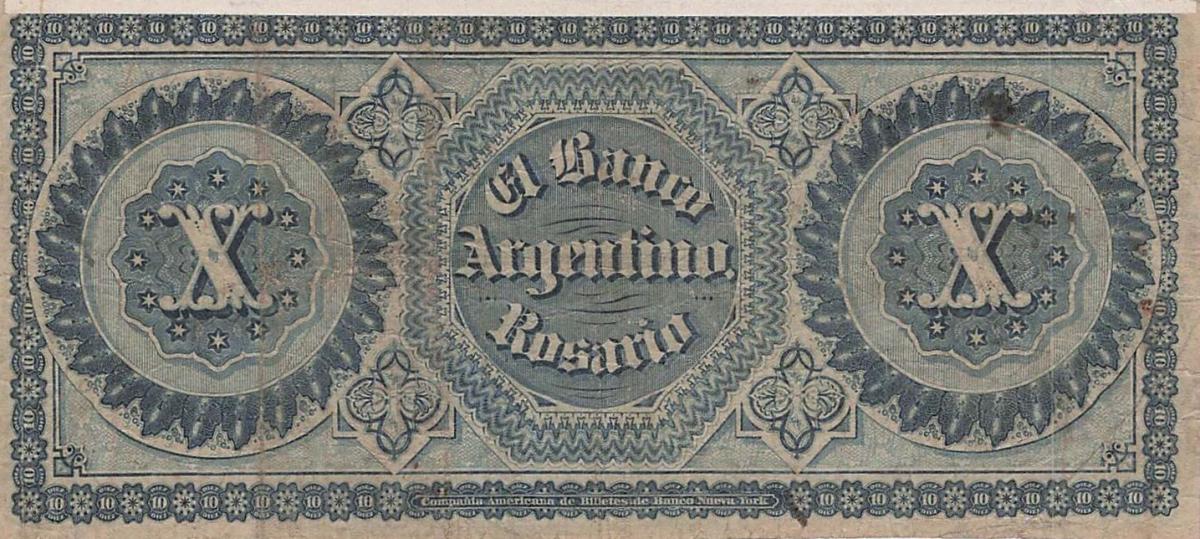 Back of Argentina pS1527a: 10 Peso Plata Boliviana from 1866