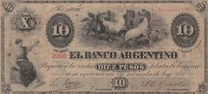 pS1527a from Argentina: 10 Peso Plata Boliviana from 1866