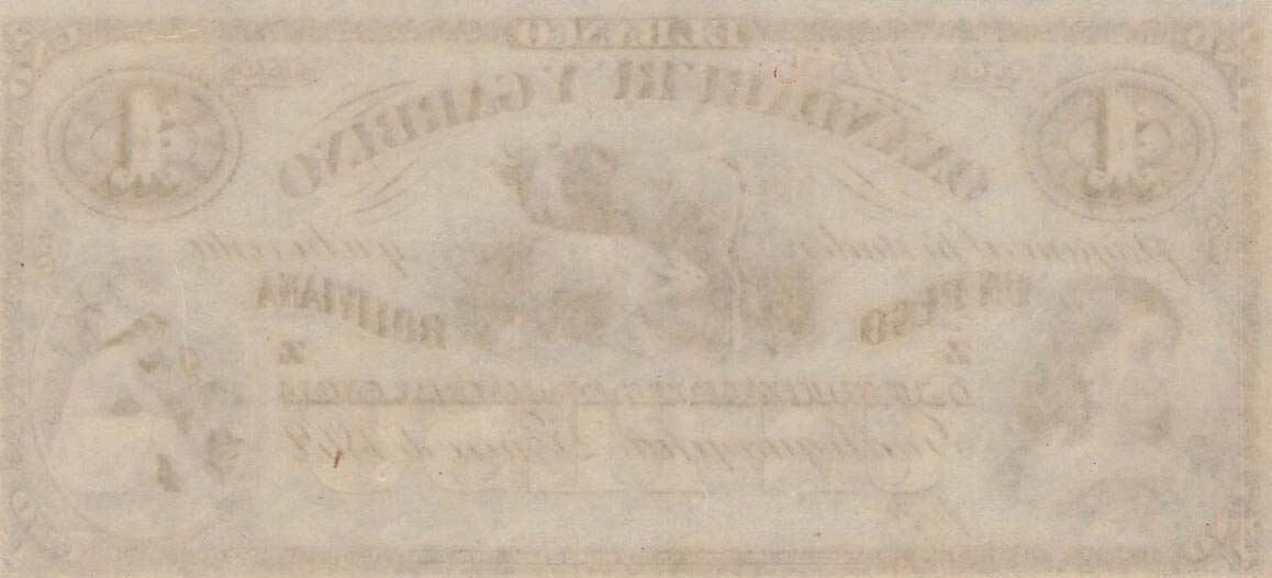 Back of Argentina pS1782r: 1 Peso Boliviano from 1869