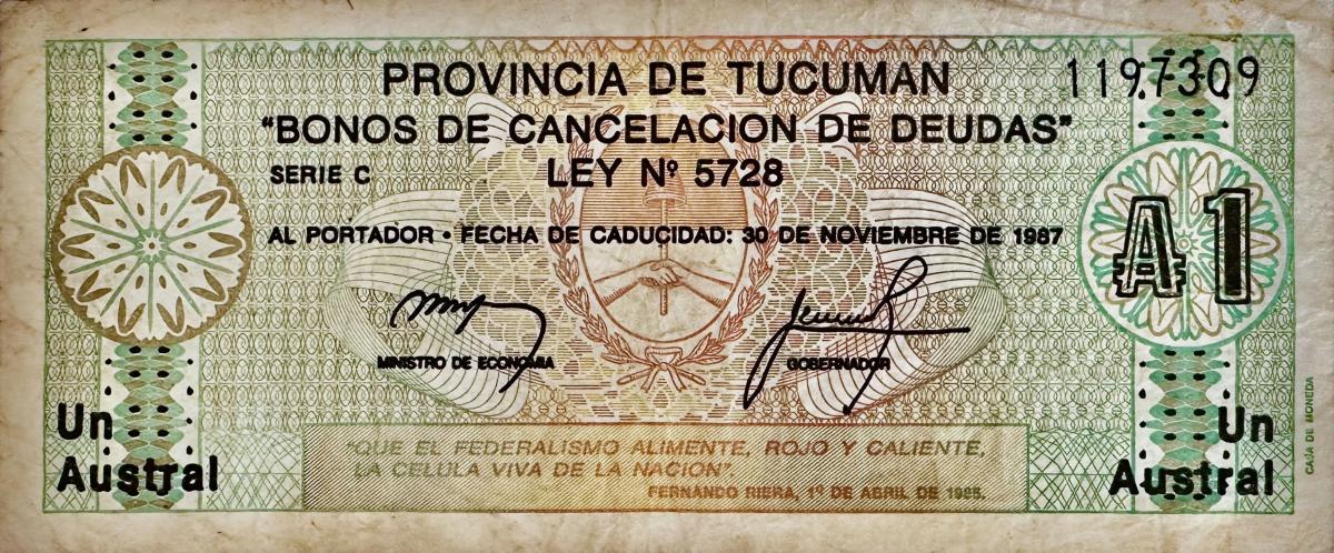 Front of Argentina pS2703: 1 Austral from 1985