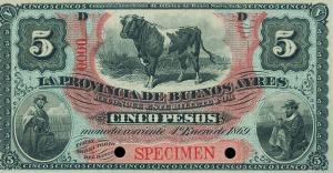 pS483s from Argentina: 5 Pesos from 1869
