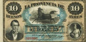 pS484a from Argentina: 10 Pesos from 1869