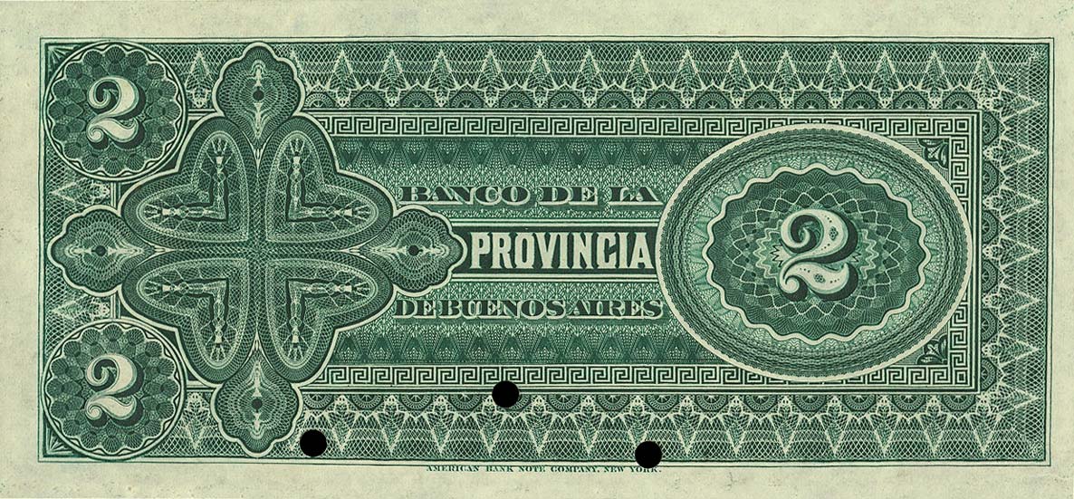 Back of Argentina pS562s: 2 Pesos from 1885