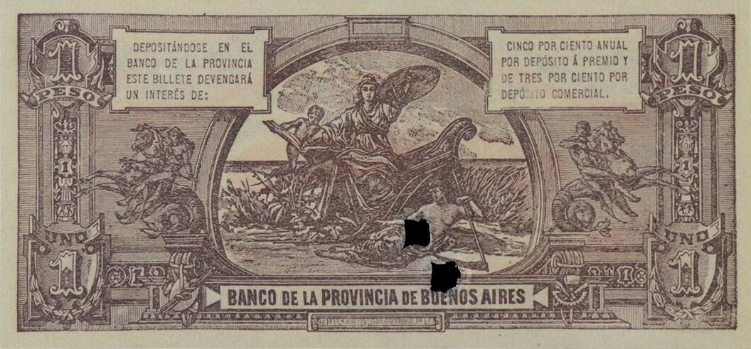 Back of Argentina pS573b: 1 Peso from 1891