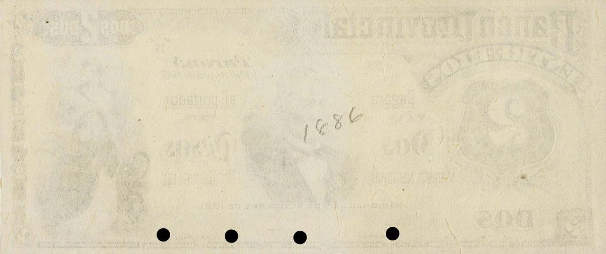 Back of Argentina pS768p: 2 Pesos from 1885