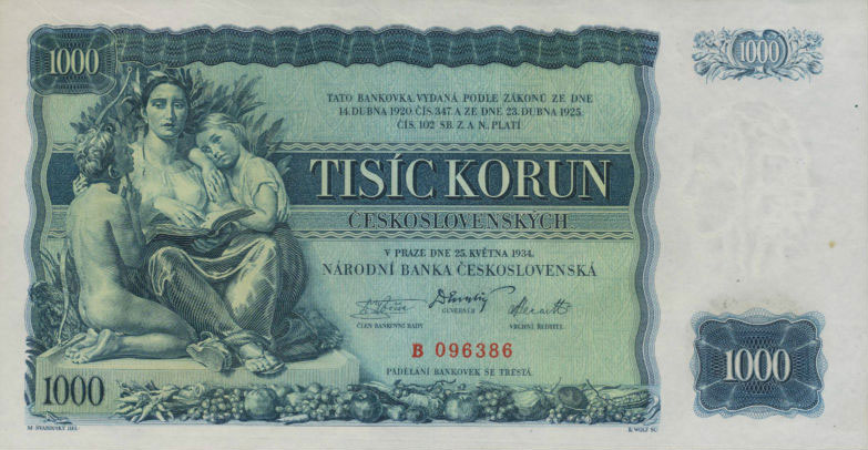 Front of Czechoslovakia p26a: 1000 Korun from 1934