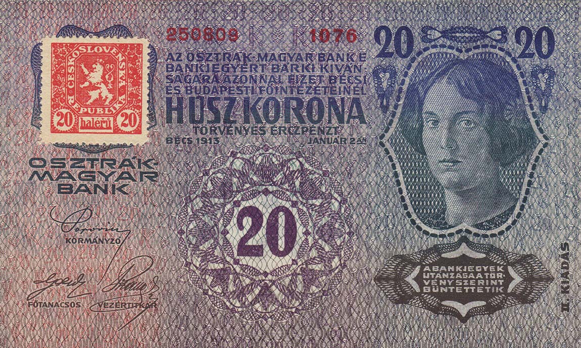 Front of Czechoslovakia p2A: 20 Korun from 1919