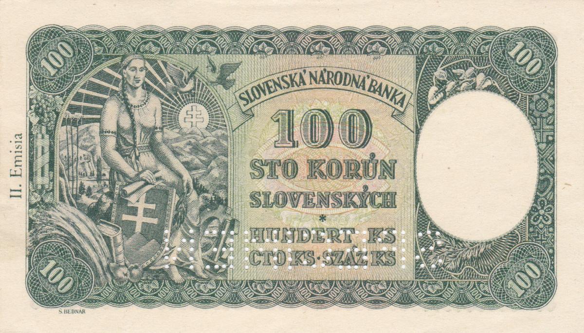 Back of Czechoslovakia p52s: 100 Korun from 1945
