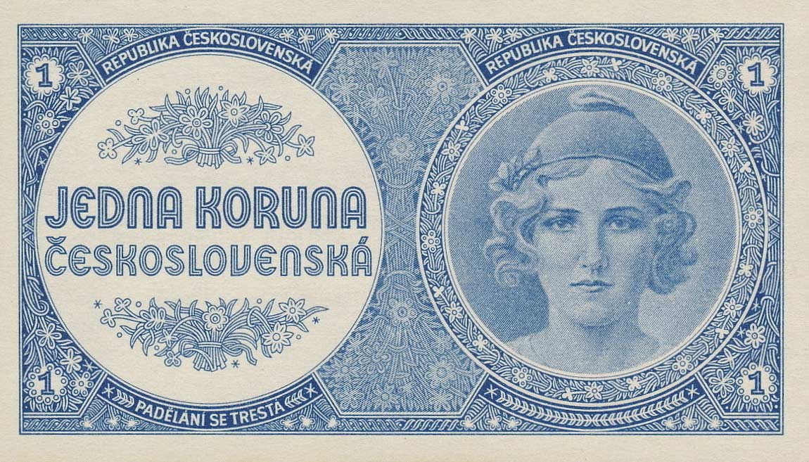 Front of Czechoslovakia p58a: 1 Koruna from 1946