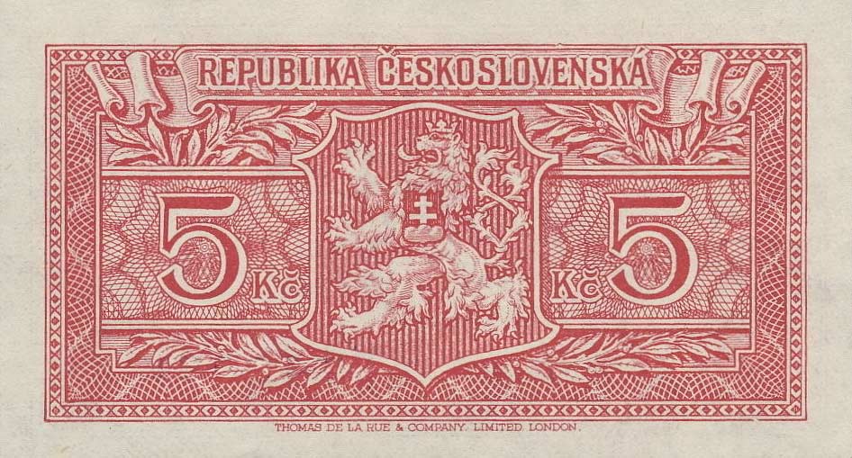 Back of Czechoslovakia p59a: 5 Korun from 1945