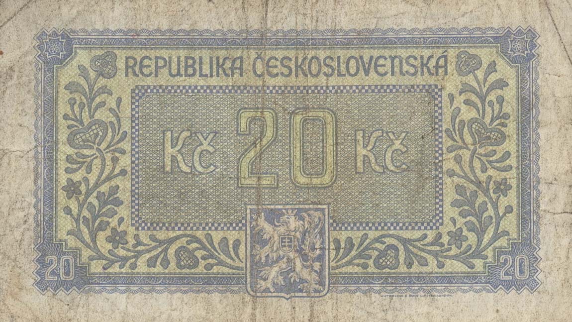 Back of Czechoslovakia p61a: 20 Korun from 1945