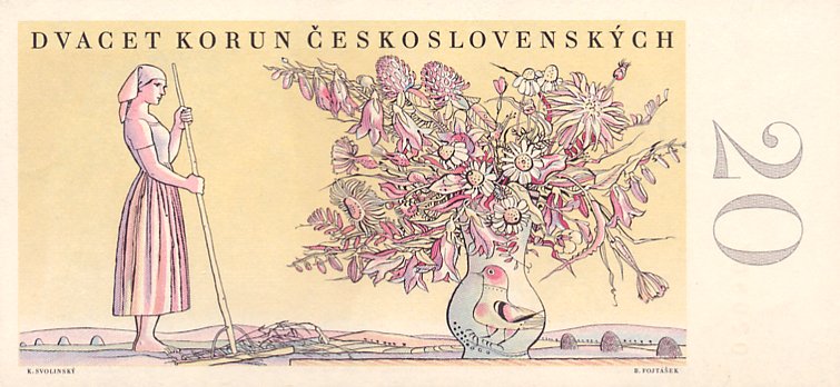 Back of Czechoslovakia p70b: 20 Korun from 1949