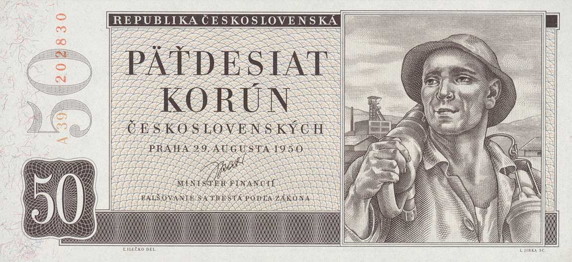 Front of Czechoslovakia p71a: 50 Korun from 1950