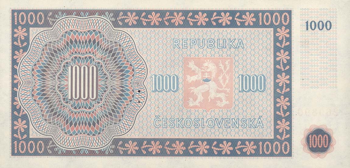 Back of Czechoslovakia p74s: 1000 Korun from 1945