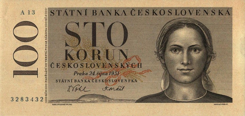 Front of Czechoslovakia p76: 100 Korun from 1951
