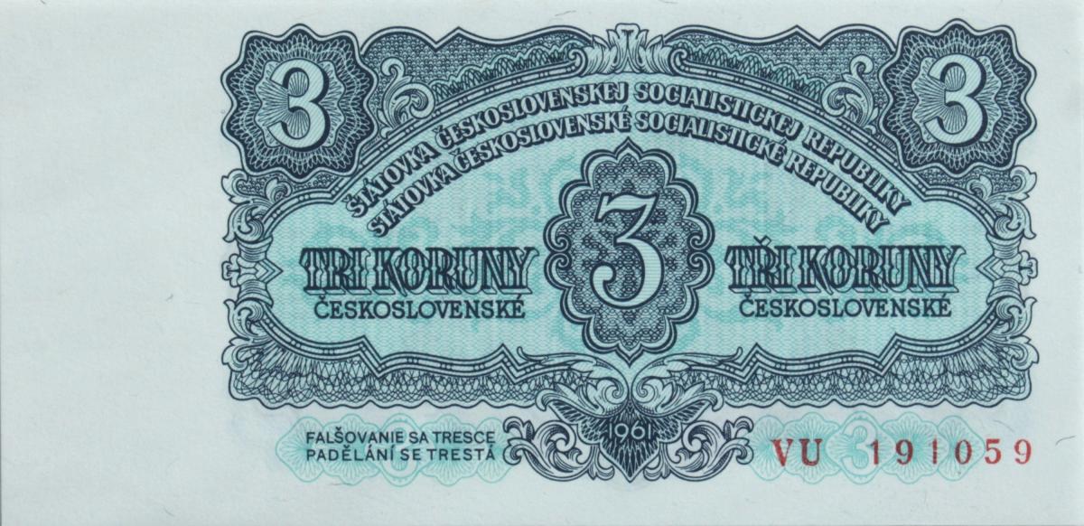 Front of Czechoslovakia p81b: 3 Korun from 1961