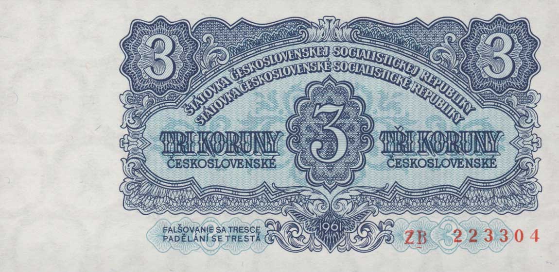 Front of Czechoslovakia p81r: 3 Korun from 1961