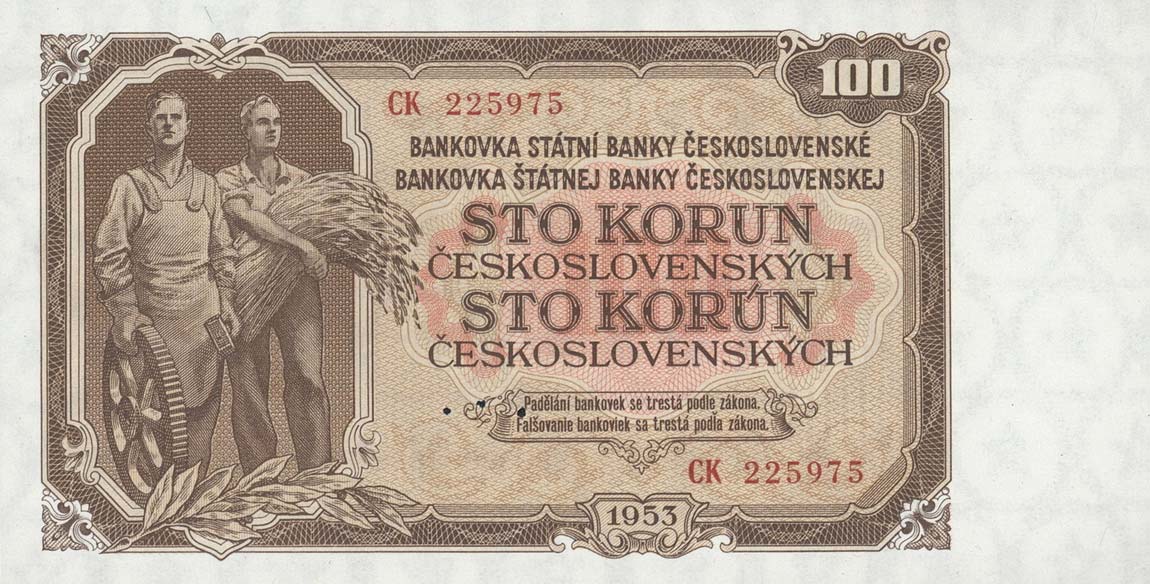 Front of Czechoslovakia p86s: 100 Korun from 1953