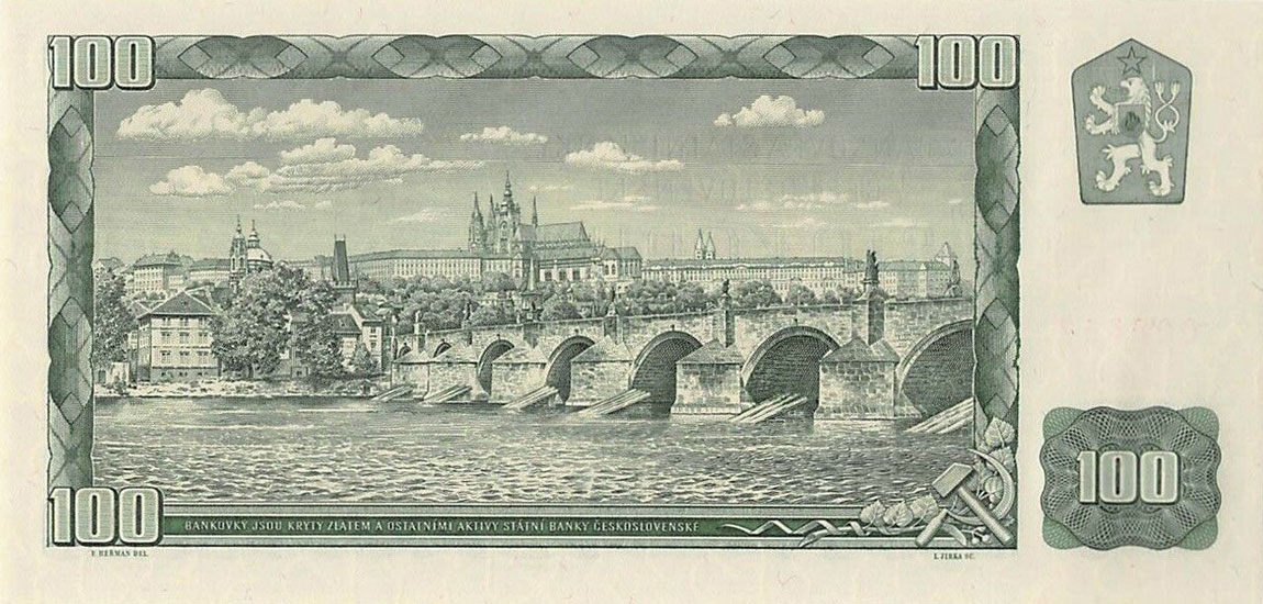 Back of Czechoslovakia p91c: 100 Korun from 1961