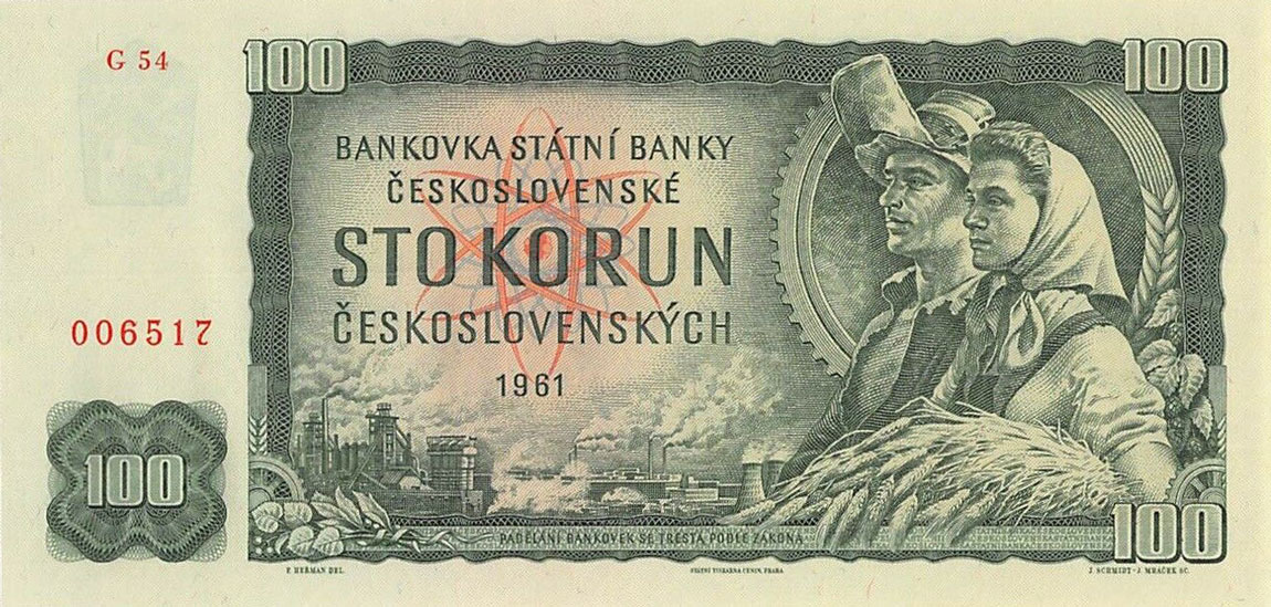 Front of Czechoslovakia p91c: 100 Korun from 1961