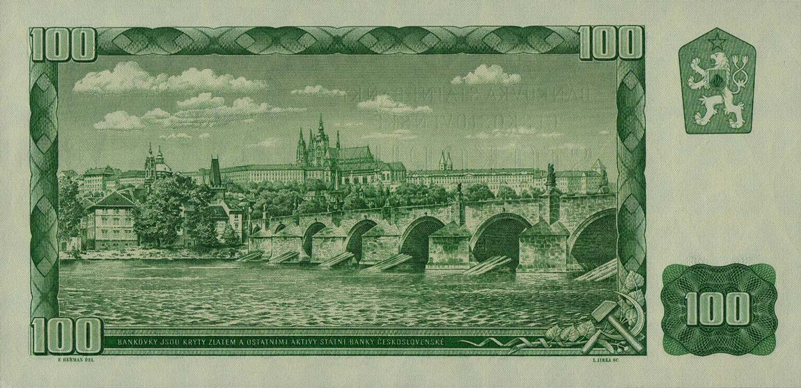 Back of Czechoslovakia p91e: 100 Korun from 1961