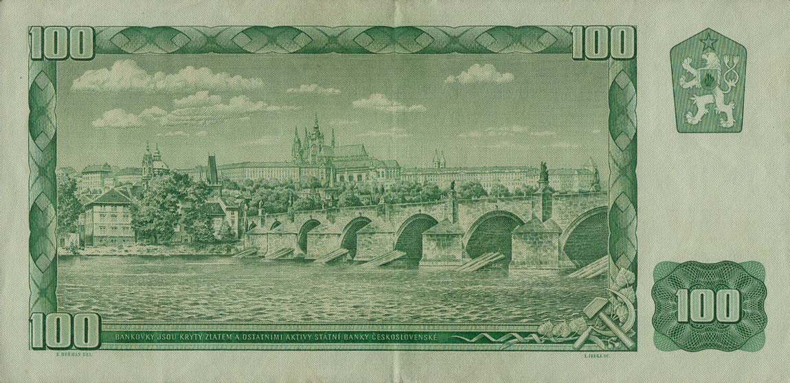 Back of Czechoslovakia p91g: 100 Korun from 1961