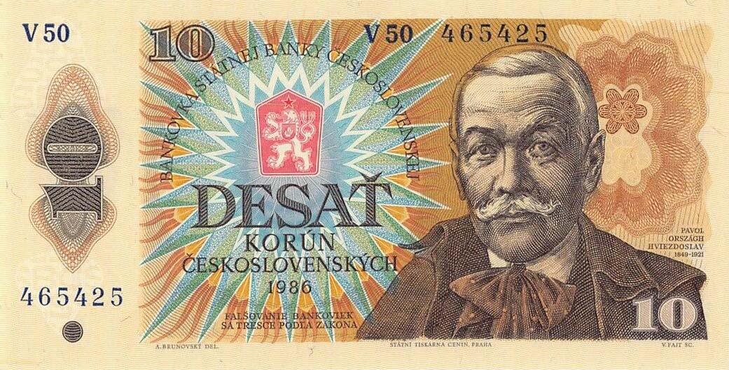Front of Czechoslovakia p94c: 10 Korun from 1986
