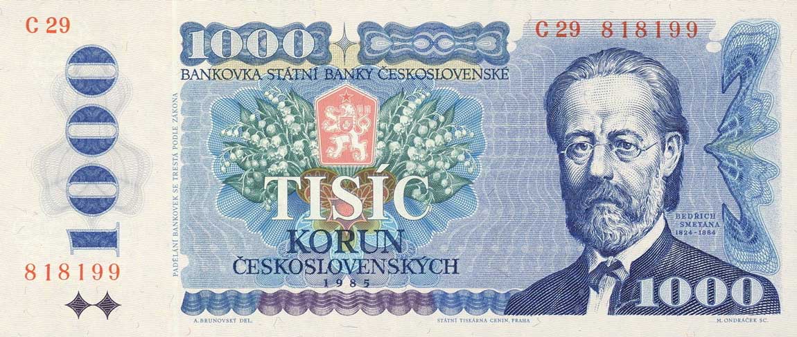 Front of Czechoslovakia p98a: 1000 Korun from 1985