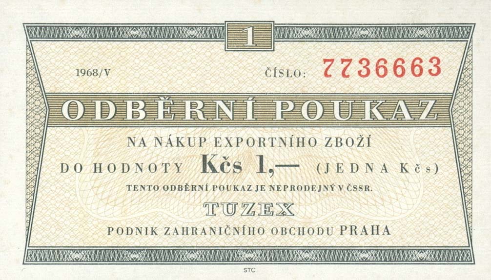 Front of Czechoslovakia pFX34a: 1 Koruna from 1962