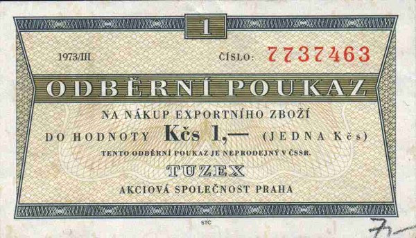 Front of Czechoslovakia pFX48a: 1 Koruna from 1973