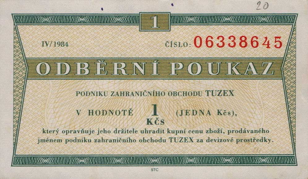 Front of Czechoslovakia pFX56: 1 Koruna from 1980