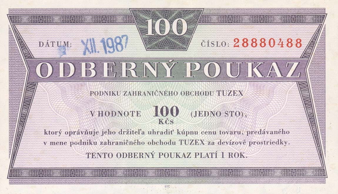 Front of Czechoslovakia pFX61: 100 Korun from 1980