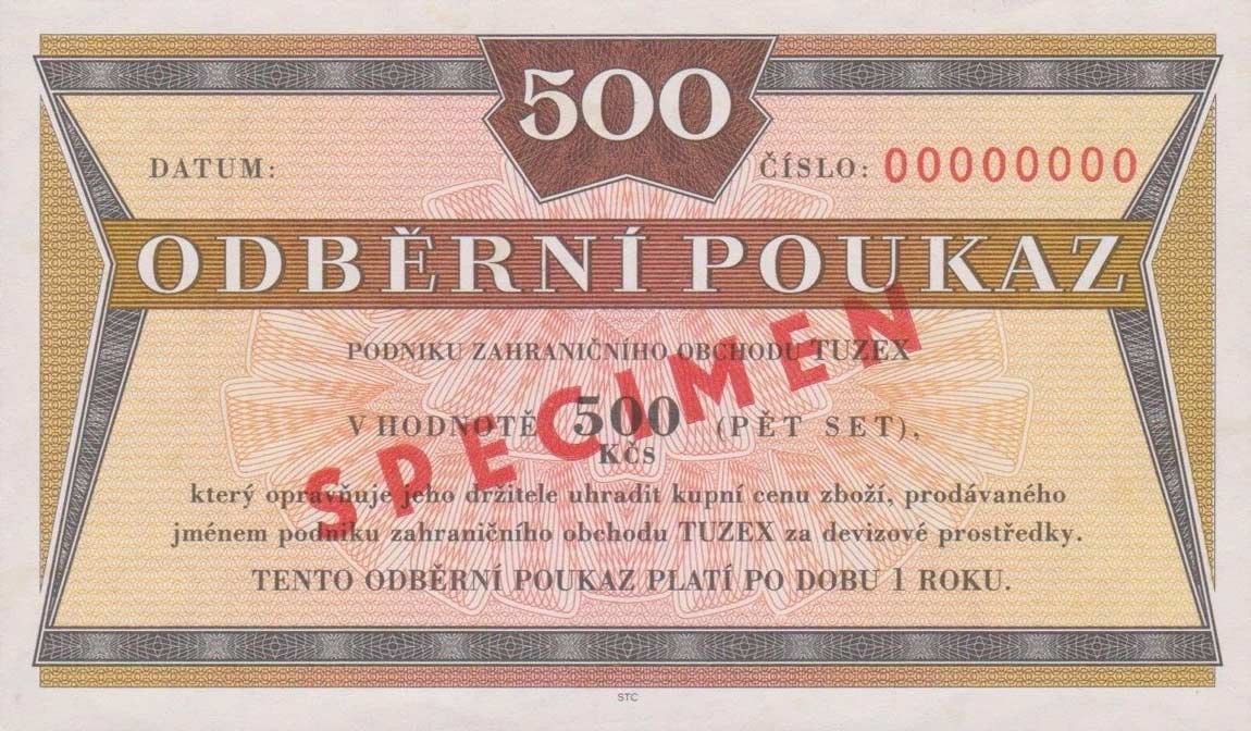 Front of Czechoslovakia pFX62s: 500 Korun from 1980
