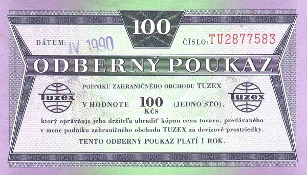 Front of Czechoslovakia pFX77: 100 Korun from 1990
