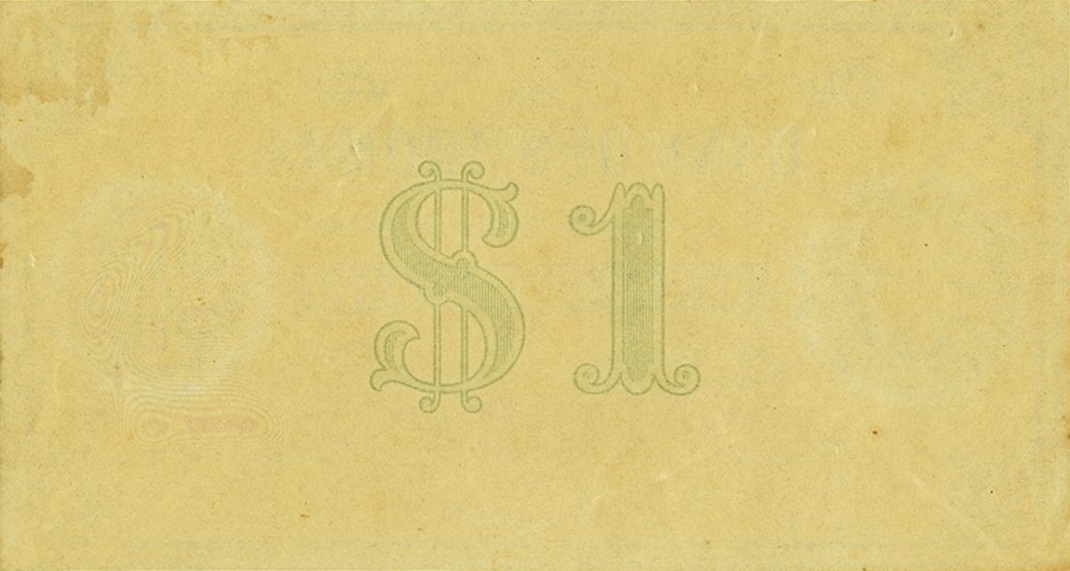Back of Danish West Indies p15r: 1 Dollar from 1889