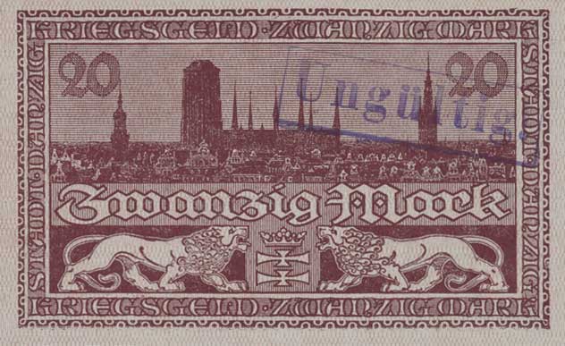 Back of Danzig p10: 20 Mark from 1918