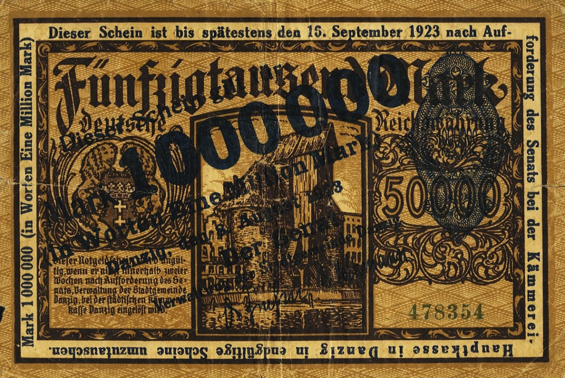 Back of Danzig p22: 1000000 Mark from 1923