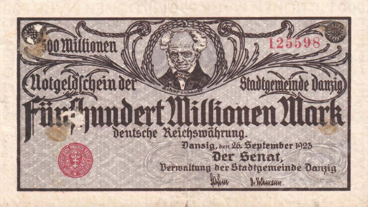 Front of Danzig p29b: 500000000 Mark from 1923