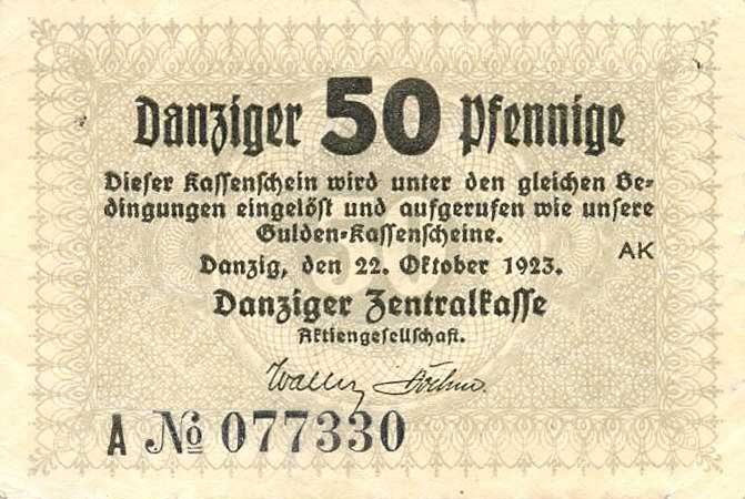 Front of Danzig p37: 50 Pfennig from 1923