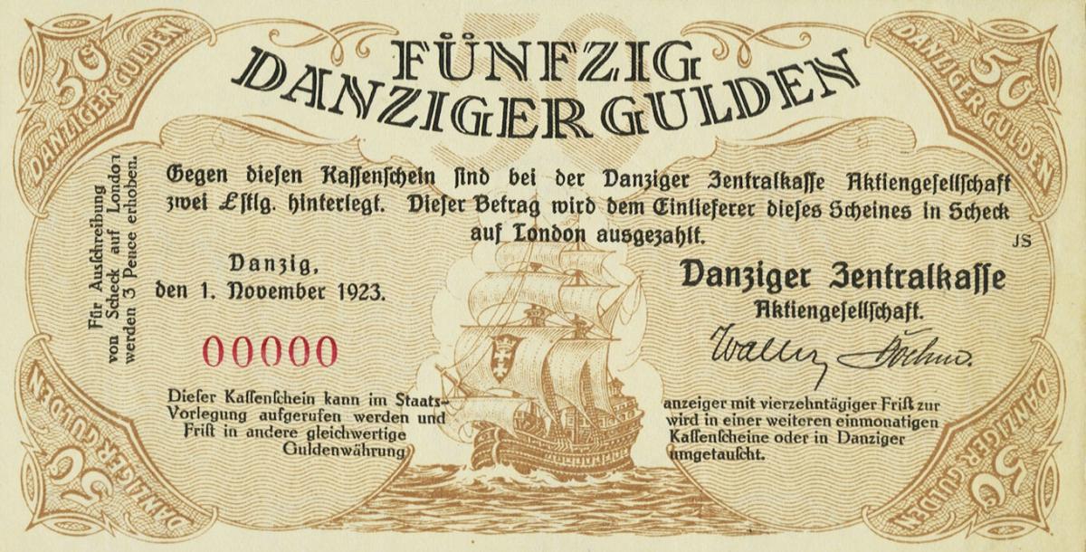 Front of Danzig p51s: 50 Gulden from 1923