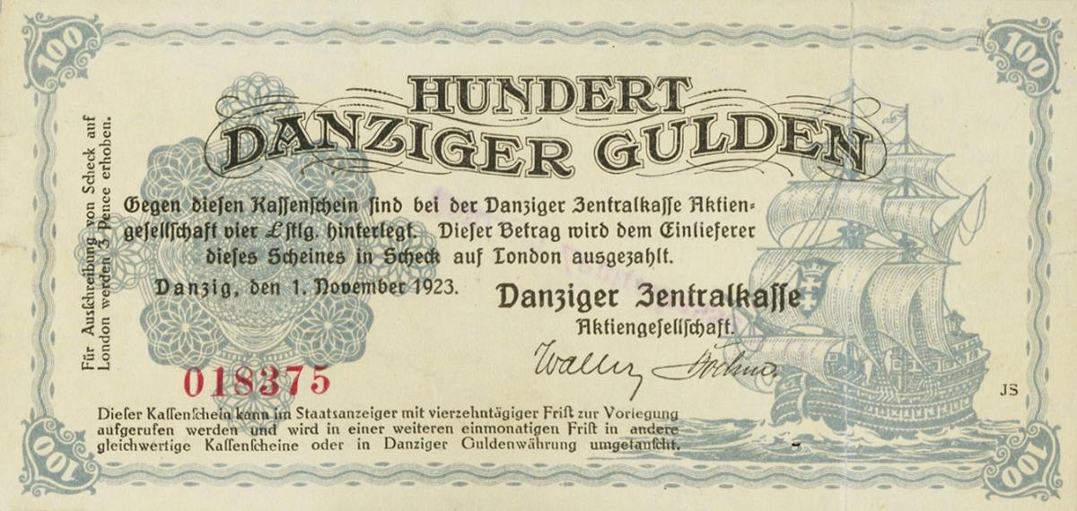Front of Danzig p52: 100 Gulden from 1923