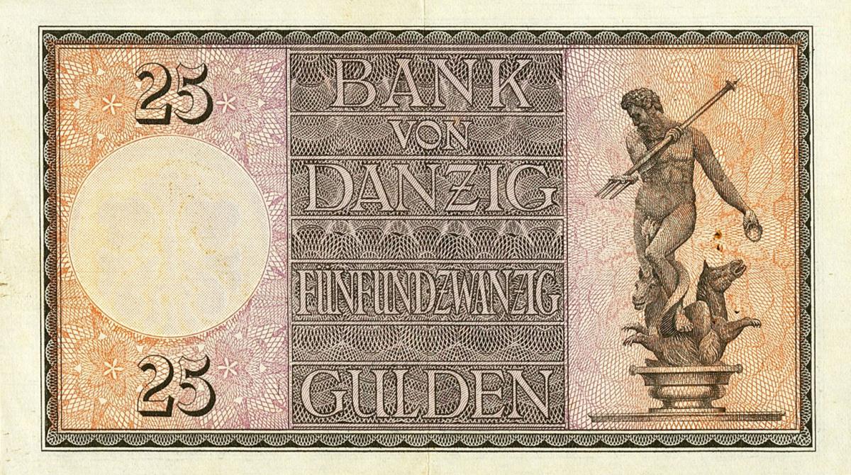 Back of Danzig p59: 25 Gulden from 1928