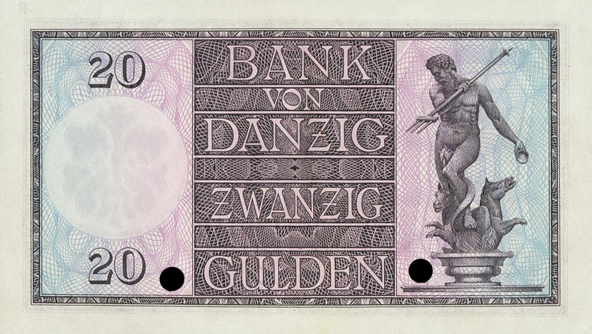 Back of Danzig p60s: 20 Gulden from 1932
