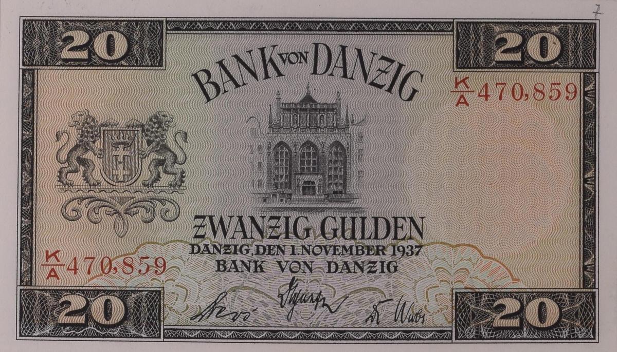 Front of Danzig p63: 20 Gulden from 1937