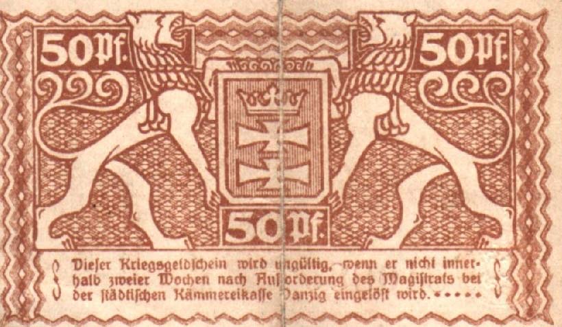 Back of Danzig p9: 50 Pfennig from 1918