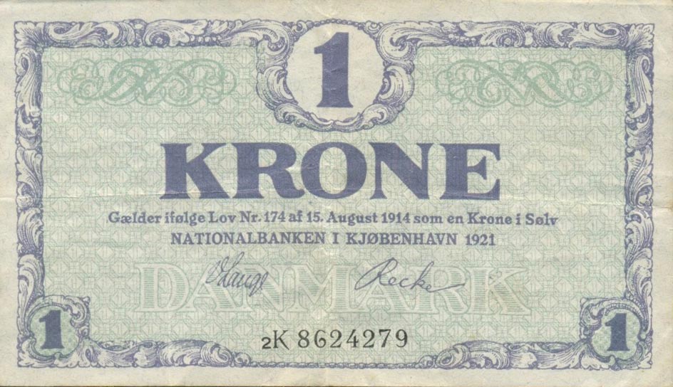 Front of Denmark p12g: 1 Krone from 1921